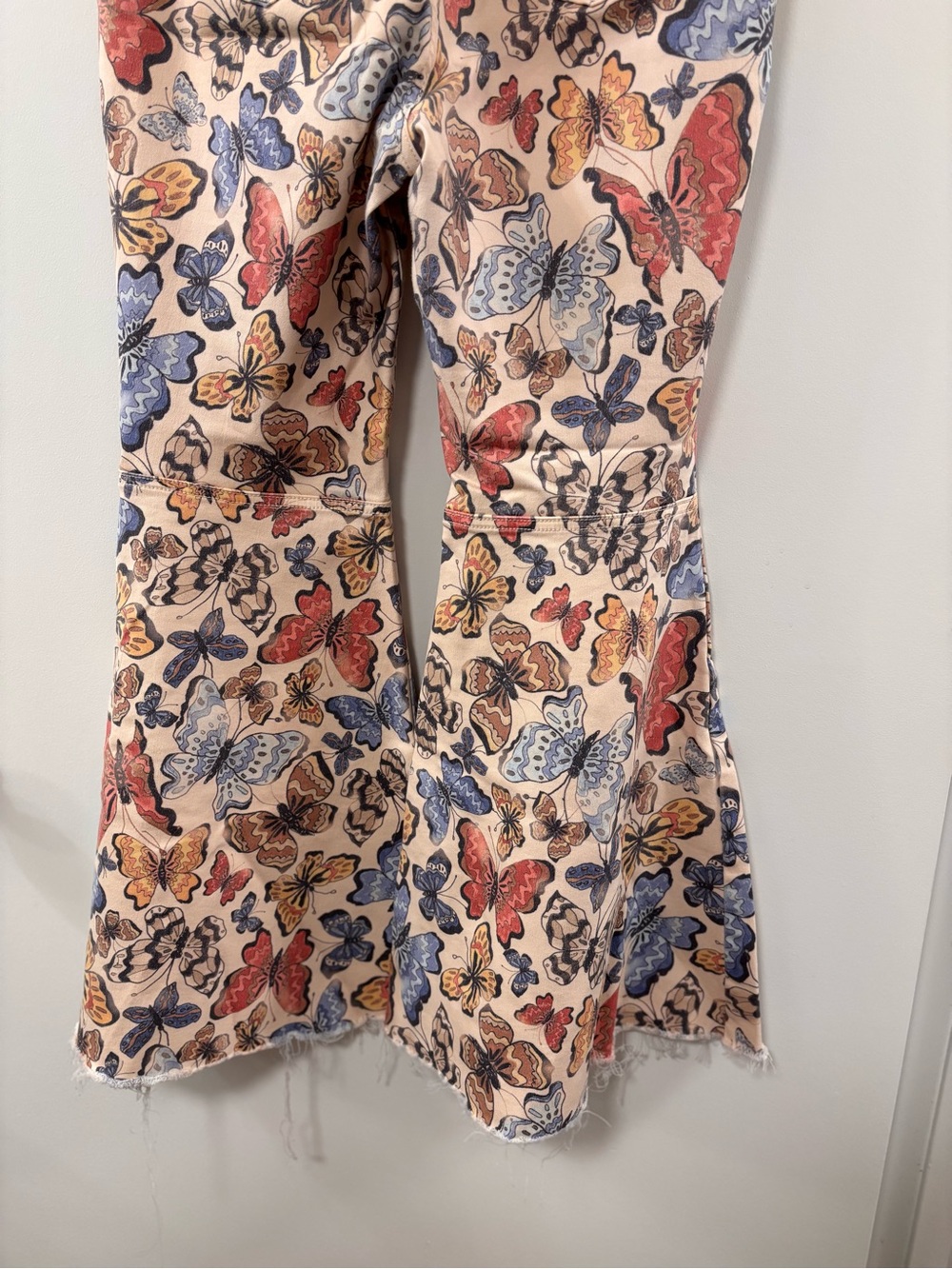 Free People Peach Butterfly Print Flare Jeans - Picture 8 of 12